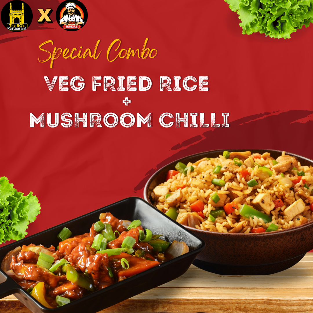 Veg Fried Rice + Mushroom Chilli